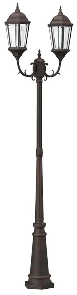 Poste de Luz de Jardim 2-Lâmpada E27 Bronze 235 cm Alumínio