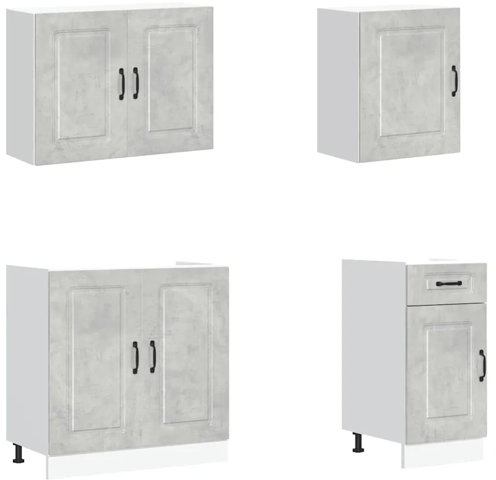 7 peças armário de cozinha conjunto Kalmar cinzento cimento