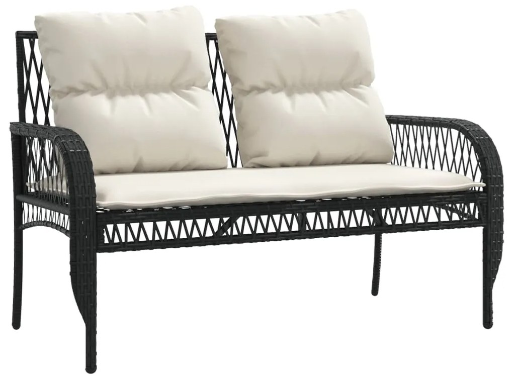 4 pcs conjunto de sofás para jardim c/ almofadões vime PE preto