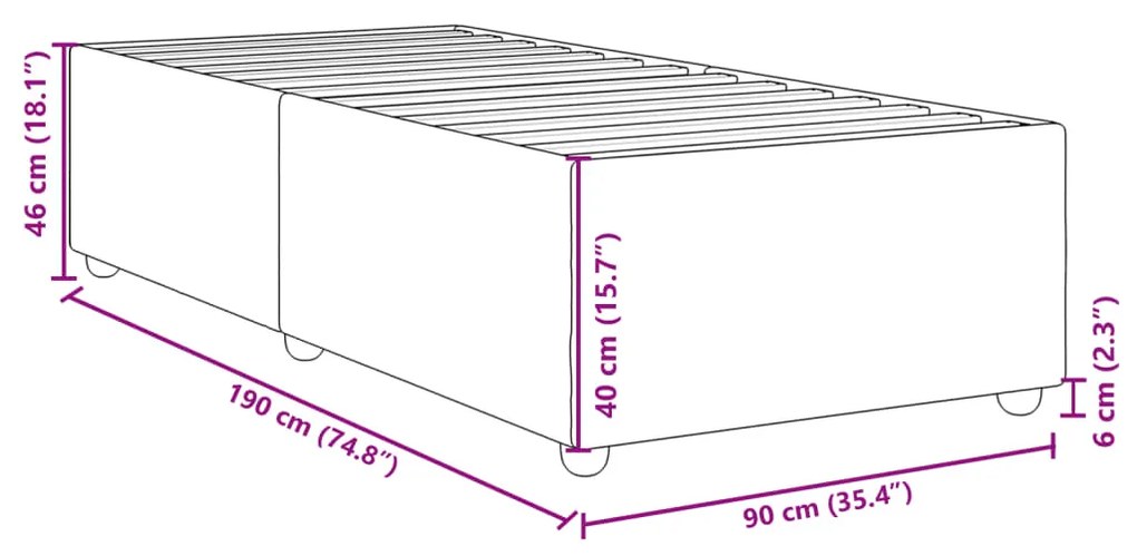 Estrutura de cama sem colchão 90x190 cm tecido castanho-escuro