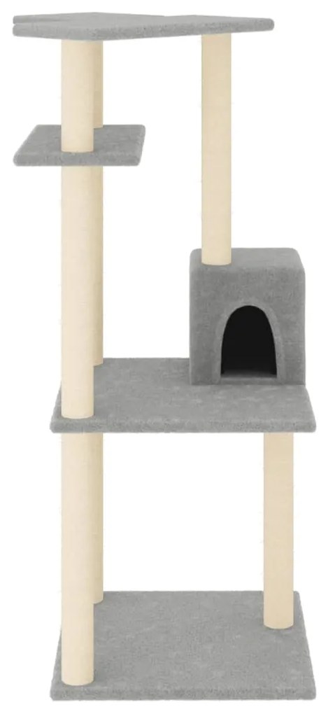 Árvore p/ gatos c/ postes arranhadores sisal 123 cm cinza-claro