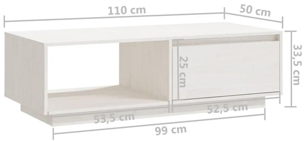 Mesa de centro 110x50x33,5 cm madeira de pinho maciça branco