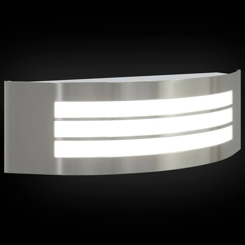 Luz de Parede Externa 2 pcs Prata Aço Inoxidável IP44