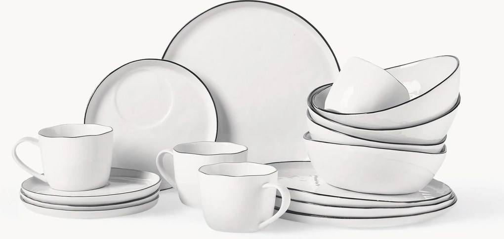 Conjunto de pequeno-almoço em porcelana artesanal Salt, 4 pessoas, conjunto de 16