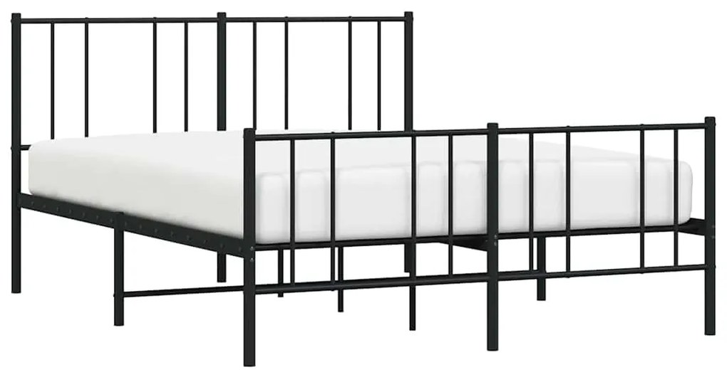 Estrutura de cama com cabeceira e pés 150x200 cm metal preto