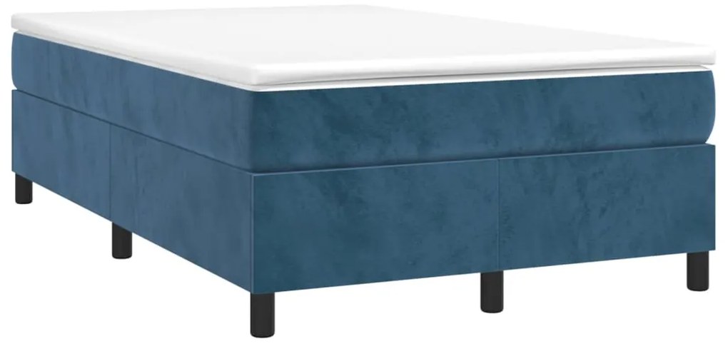 Cama boxspring com colchão 120x200 cm veludo azul-escuro