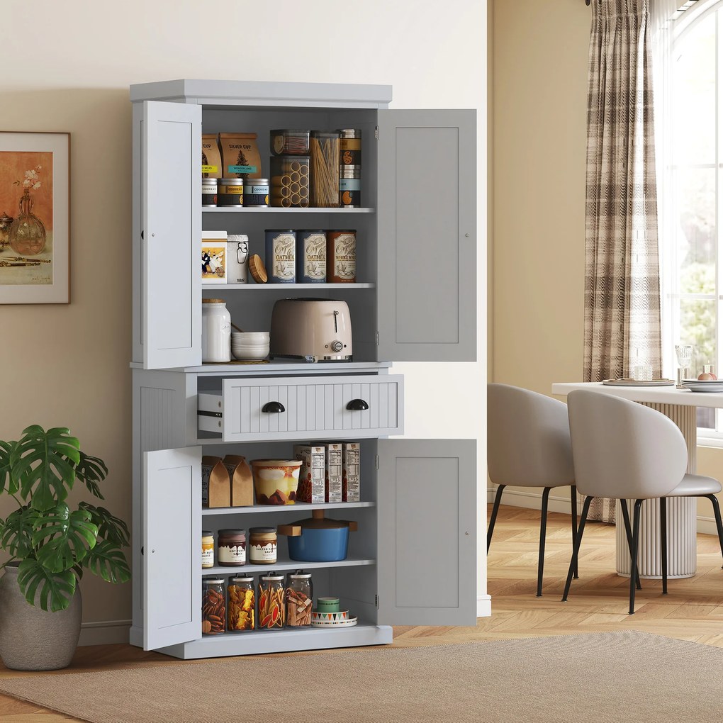 Armário de Cozinha, 76,2 x 40,2 x 183 cm, Prateleiras Ajustáveis, Cinzento