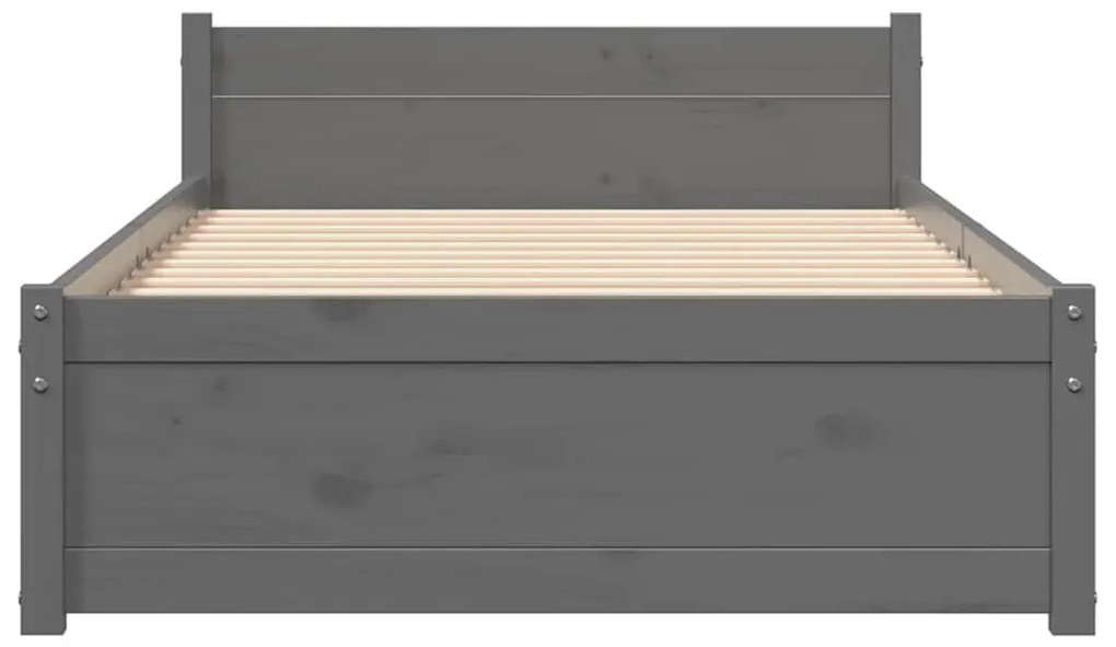Estrutura cama pequena solteiro 75x190 cm madeira maciça cinza