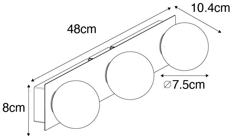Candeeiro de parede moderno dourado 48 cm IP44 3 luzes - Cederic Moderno