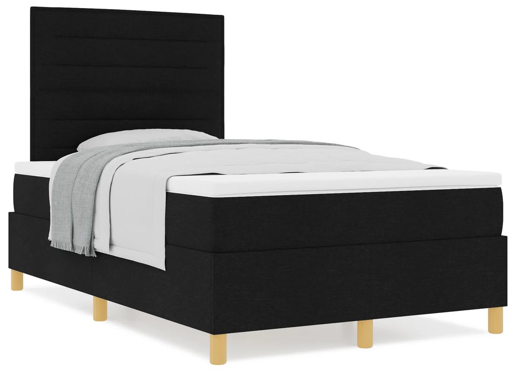 Cama Box Springs com Colchão Preto 120x200 cm Tecido