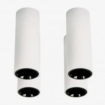 Pack De 4 Apliques De Teto Led De Superfície Redondos Ø5,7 Cm Para Exterior Em Alumínio Luisiana Branco Cálido 2700k & Branco - Preto & 6 W & 38º -
