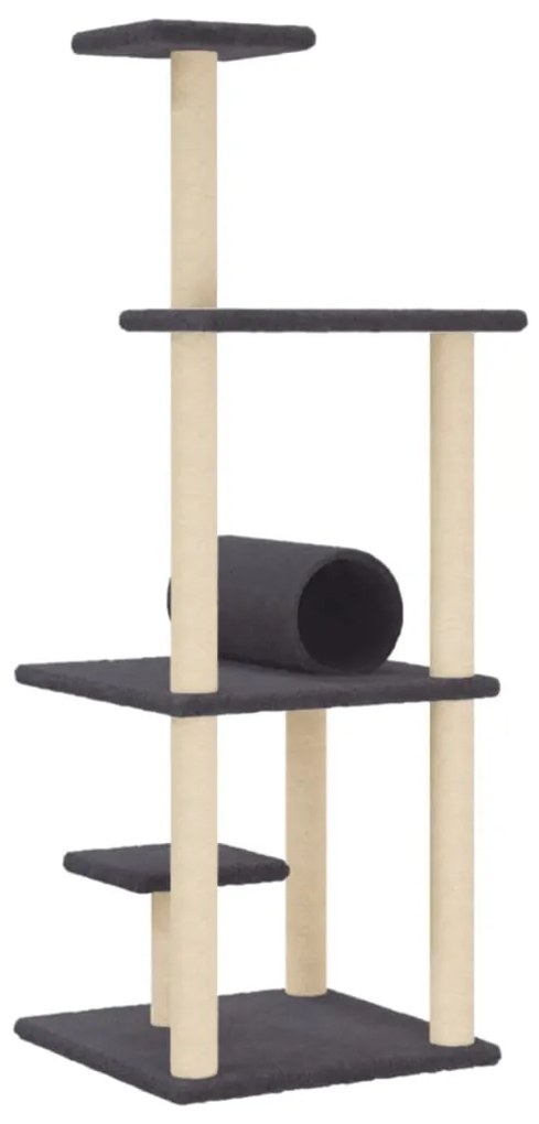 Árvore p/ gatos c/ postes arranhadores sisal 136cm cinza-escuro