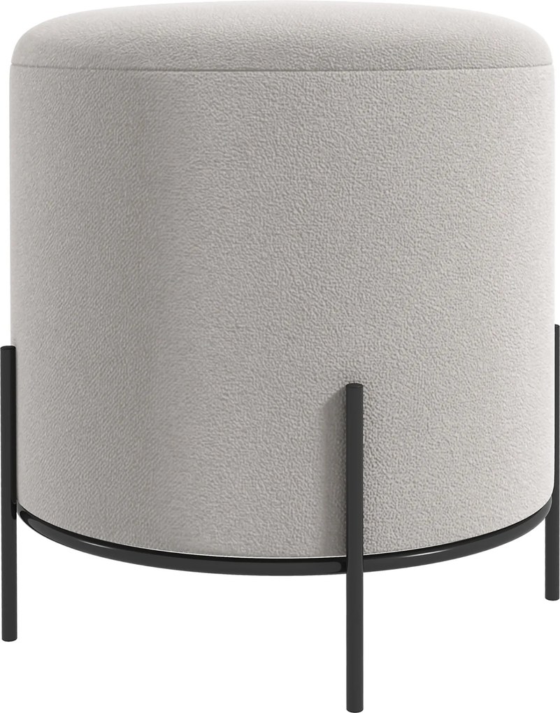 HOMCOM Pufe otoman banqueta apoio para os pés em veludo com pés em aço para sala/quarto Ø 35 x 38 cm cinza claro | Aosom Portugal