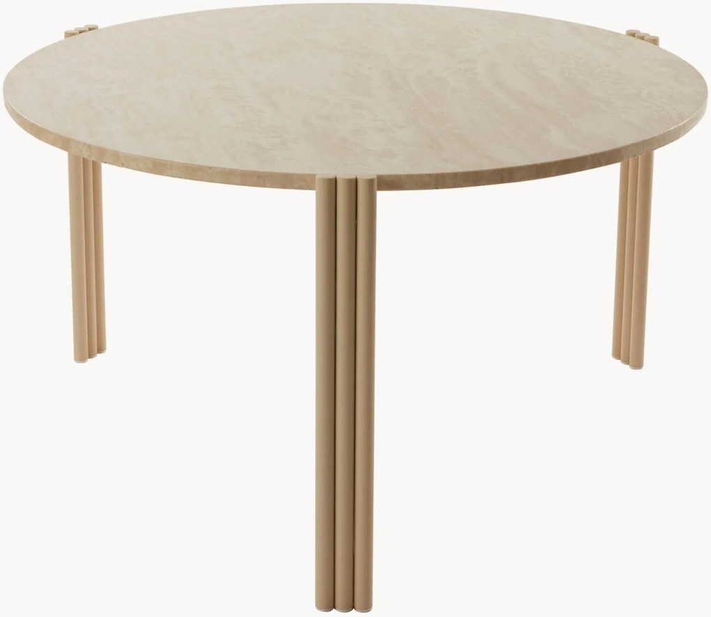 Mesa de centro redonda com tampo em travertino Tribus