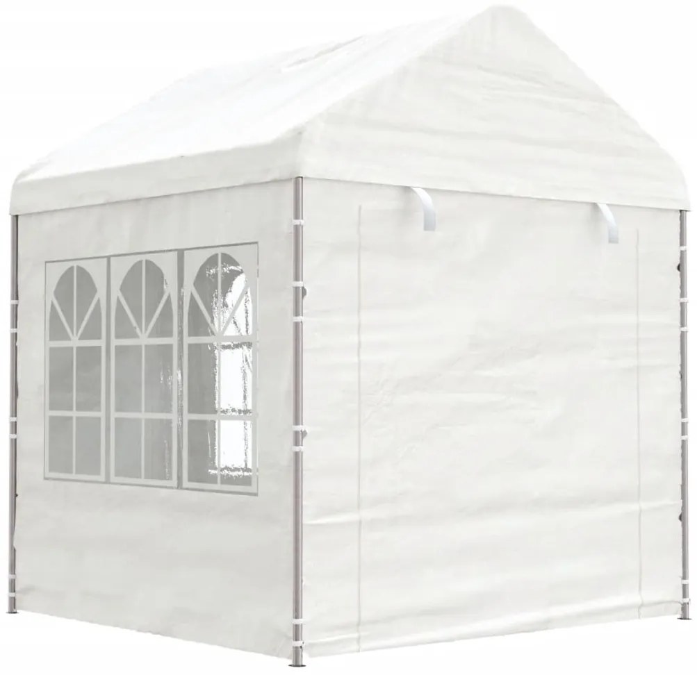 Gazebo com telhado 6,69x2,28x2,69 m polietileno branco