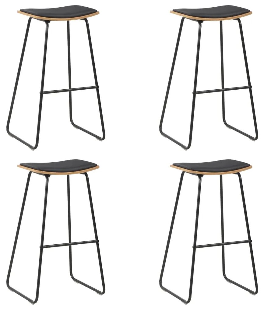 vidaXL Bancos de bar 4 pcs couro artificial preto