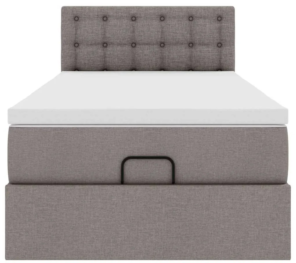 Cama otomana com colchão 100x200 cm tecido cinza