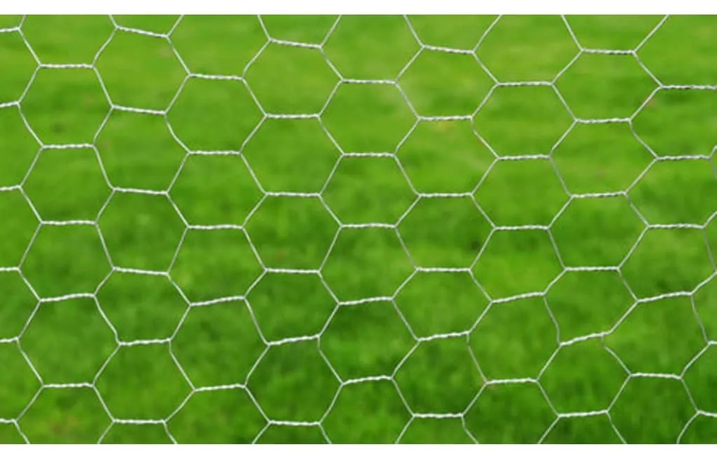 Cerca de arame hexagonal 1x25 m aço galvanizado prateado