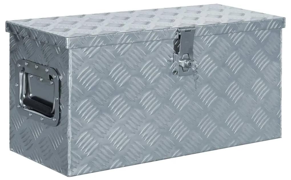 142936 vidaXL Caixa de alumínio 61,5x26,5x30 cm prateado