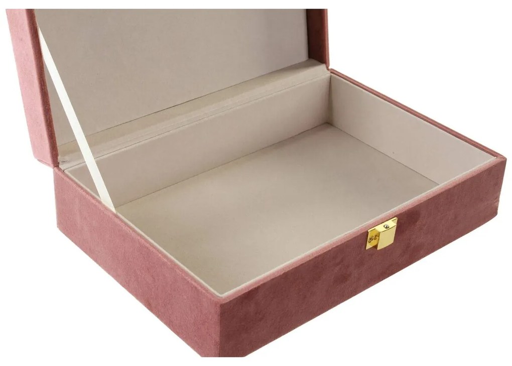 Guarda-Joias DKD Home Decor Madeira Roxo Cor de Rosa 24 x 16 x 7 cm (2 Unidades)