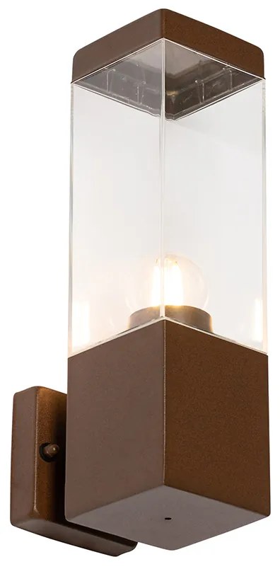 Candeeiro de parede exterior moderno castanho ferrugem IP44 - Malios Moderno