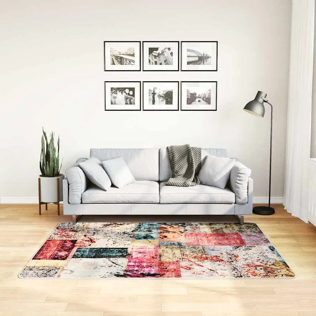 Tapete lavável antiderrapante 120x170 cm retalhos multicor