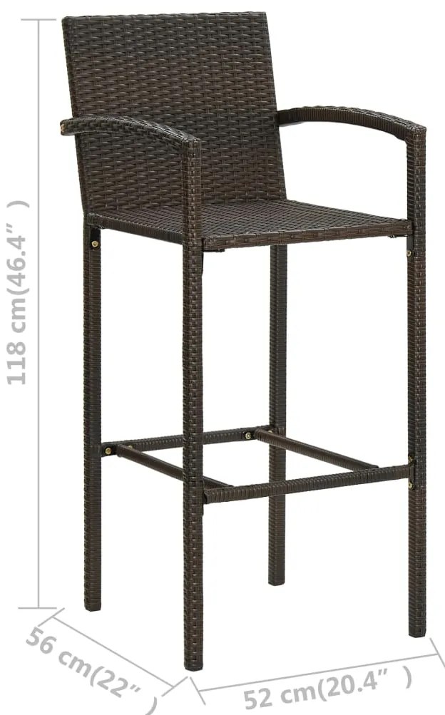 Bancos de bar 4 pcs vime PE castanho
