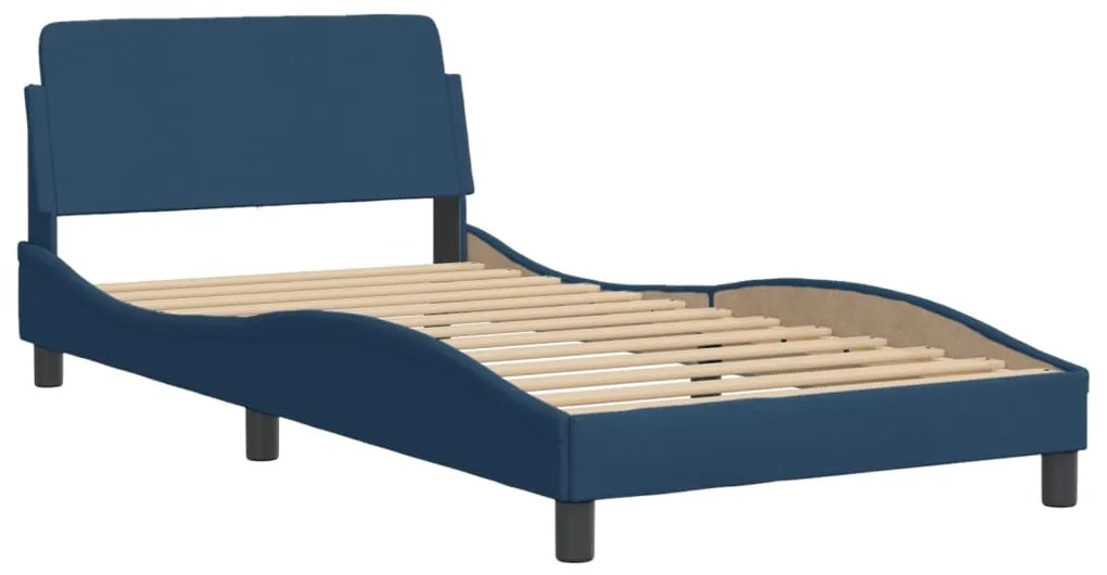 Estrutura cama c/ cabeceira sem colchão 100x200 cm tecido azul