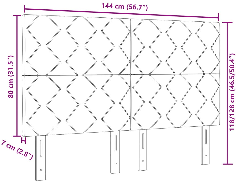 Cabeceira Design de Blocos de Diamante Cinzento Claro 140 cm Veludo