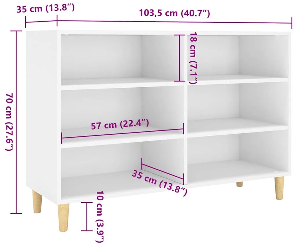 Aparador 103,5x35x70 cm derivados de madeira branco