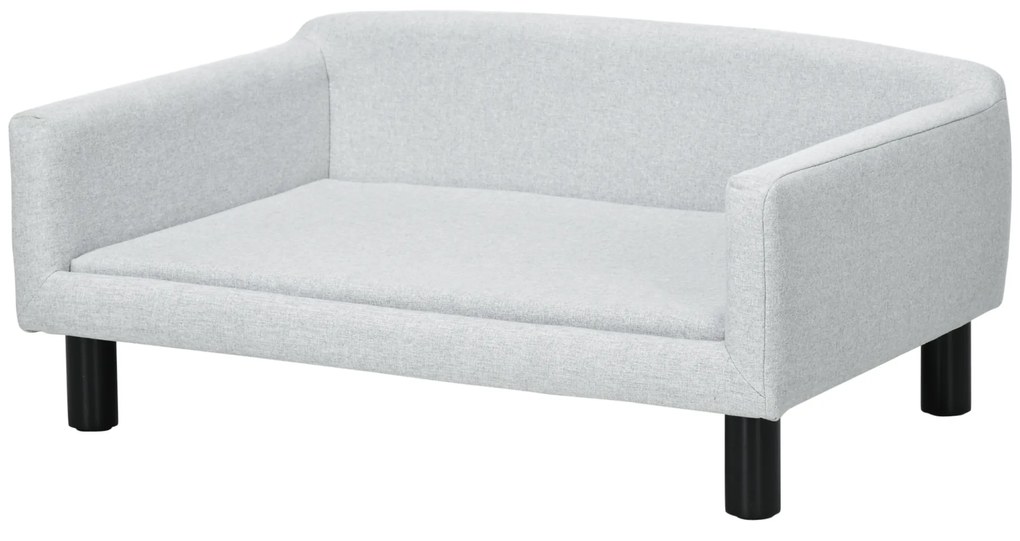 PawHut Sofá para Cães Médios com Pernas de Madeira Cama para Animais de Estimação Capacidade 20 kg 82x54x36 cm Cinzento