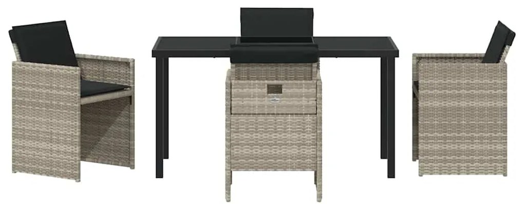 Conjunto de Jantar de Jardim com 5 peças e almofadas cinza claro em po