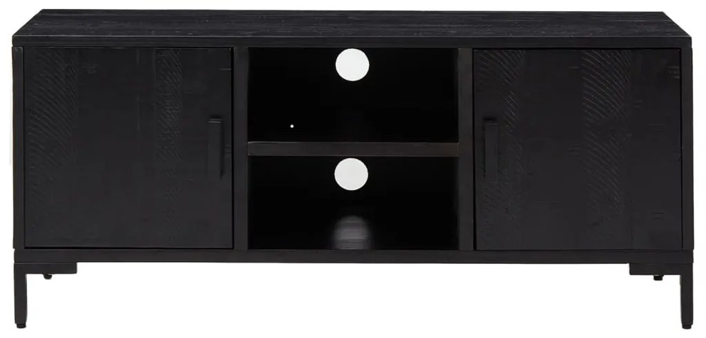 Móvel de TV 110x35x48 cm pinho maciço preto