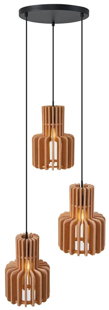 Candeeiro suspenso retro preto com laranja 3-luzes - Felt