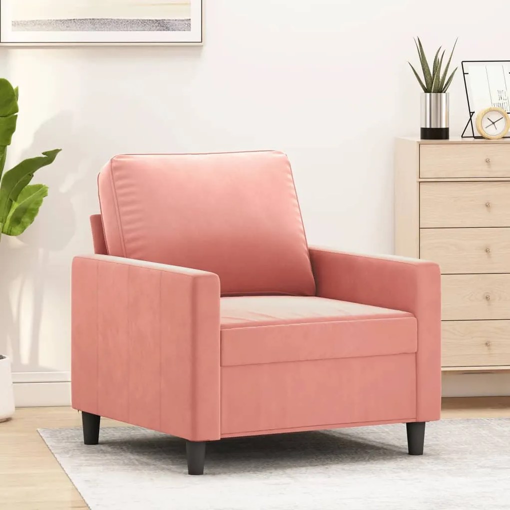 vidaXL Poltrona 60 cm veludo rosa