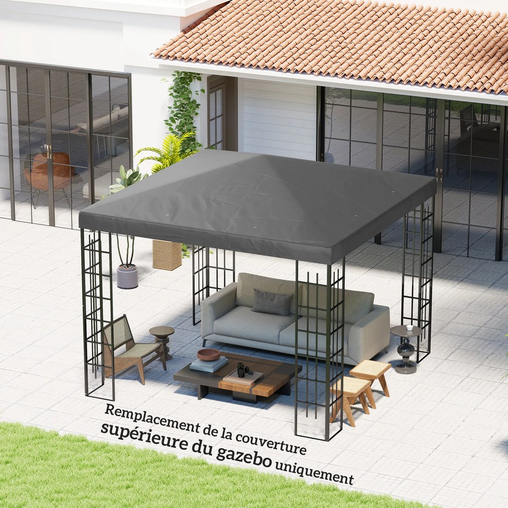Lona de substituição para tenda (NÃO INCLUIDA), com orifícios de drenagem e proteção solar UPF30+, 3 x 3 m, cinzento escuro