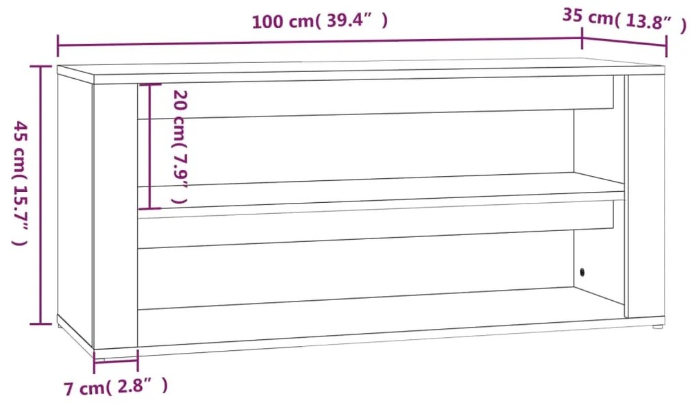 Sapateira 100x35x45 cm derivados de madeira preto