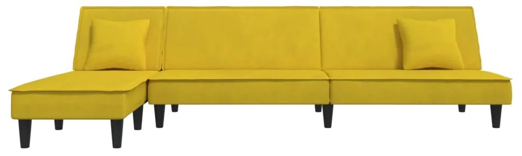 Sofá-cama em forma de L 255x140x70 cm veludo amarelo