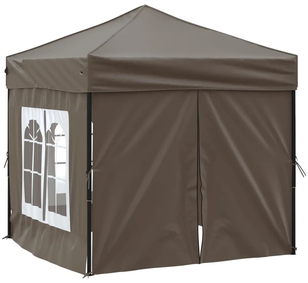 Tenda festas dobrável paredes laterais 2x2 m cinza-acastanhado
