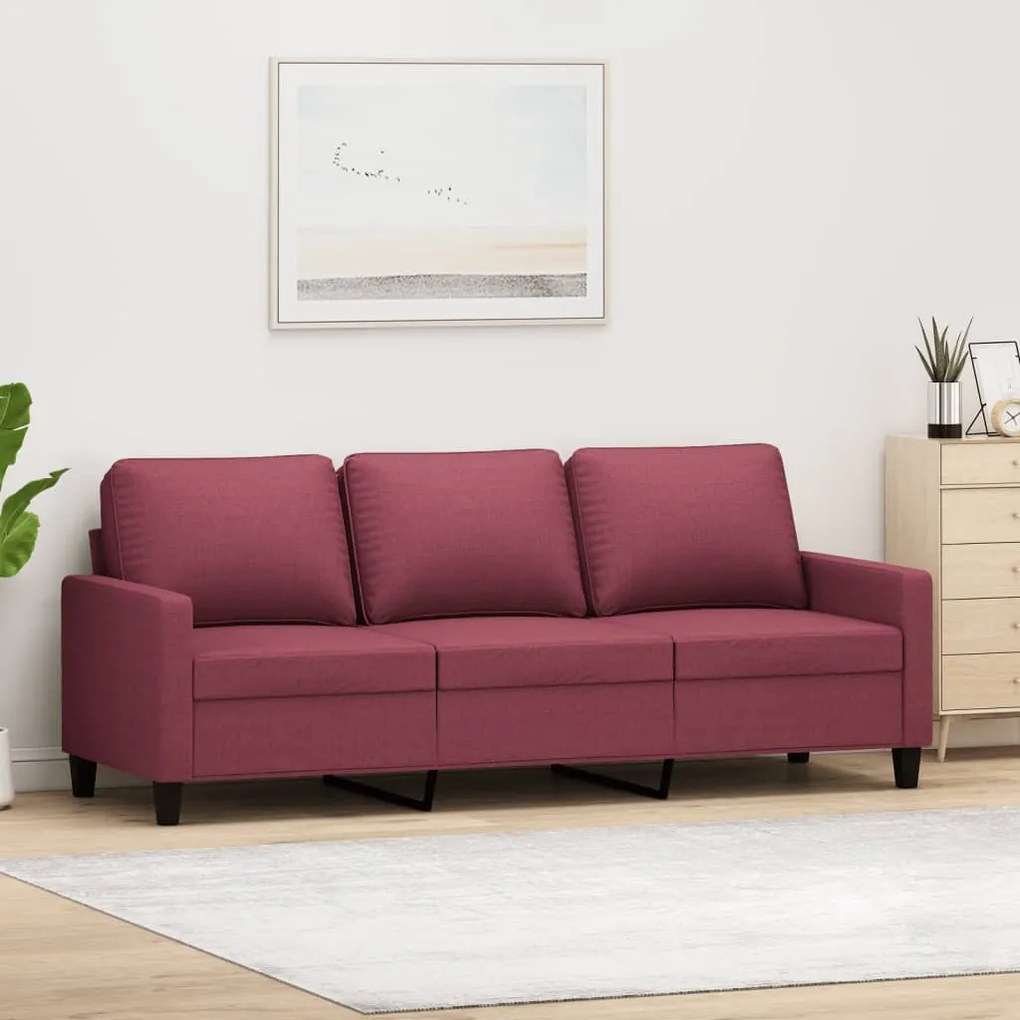 Sofá de 3 lugares tecido 180 cm vermelho tinto