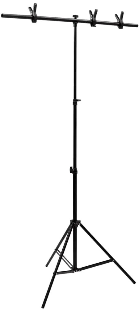 vidaXL Suporte de fundo em forma de T 91x60x(70-200) cm preto