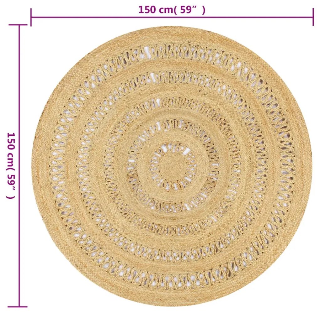 Tapete artesanal em juta trançada 150 cm