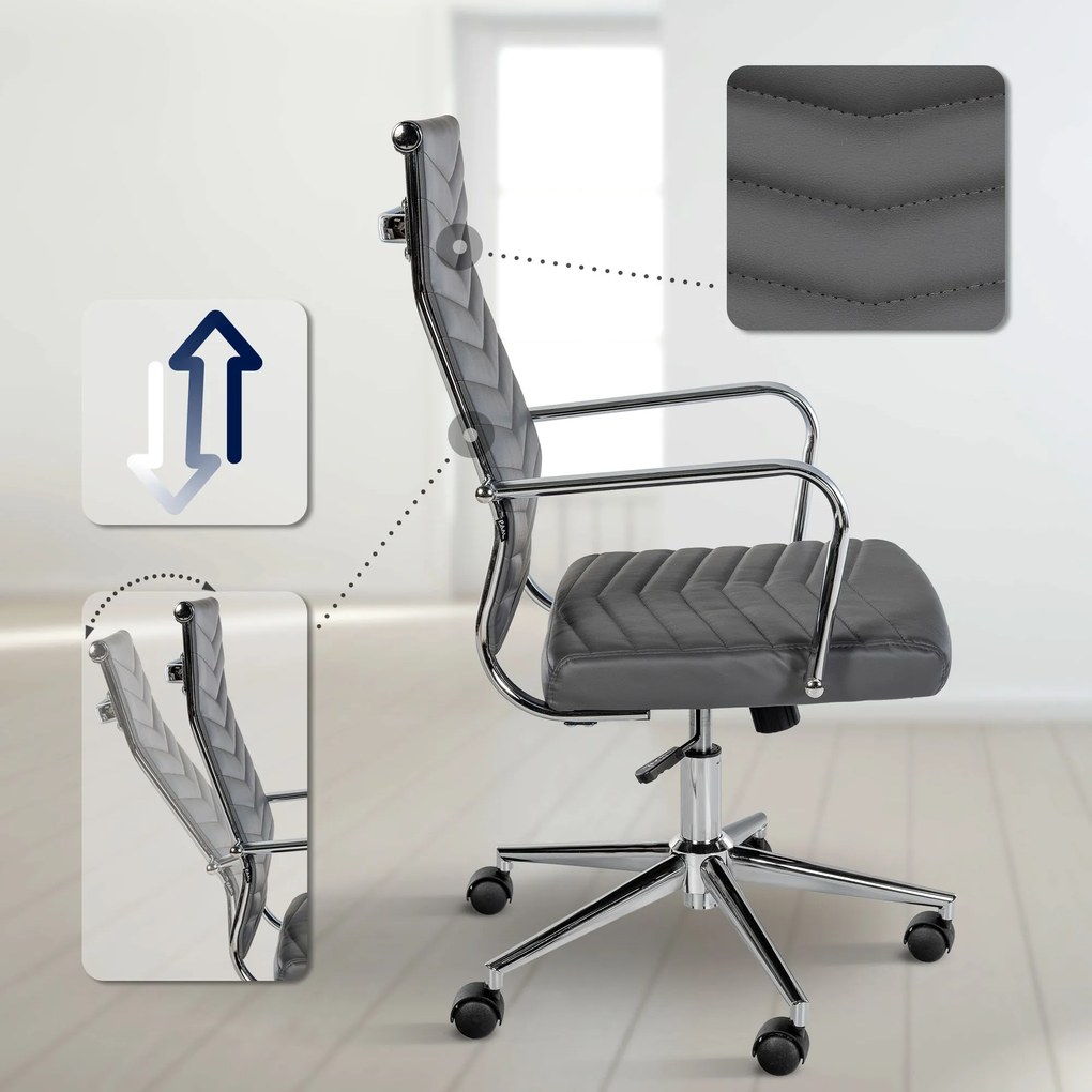 Cadeira de escritório Canby Couro sintético Cinzento