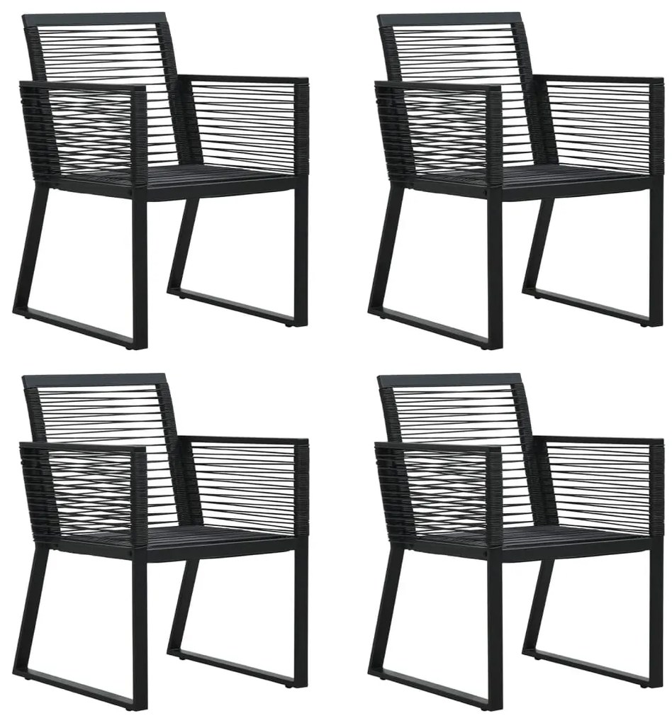 Conjunto de jantar para jardim 5 pcs vime PVC preto