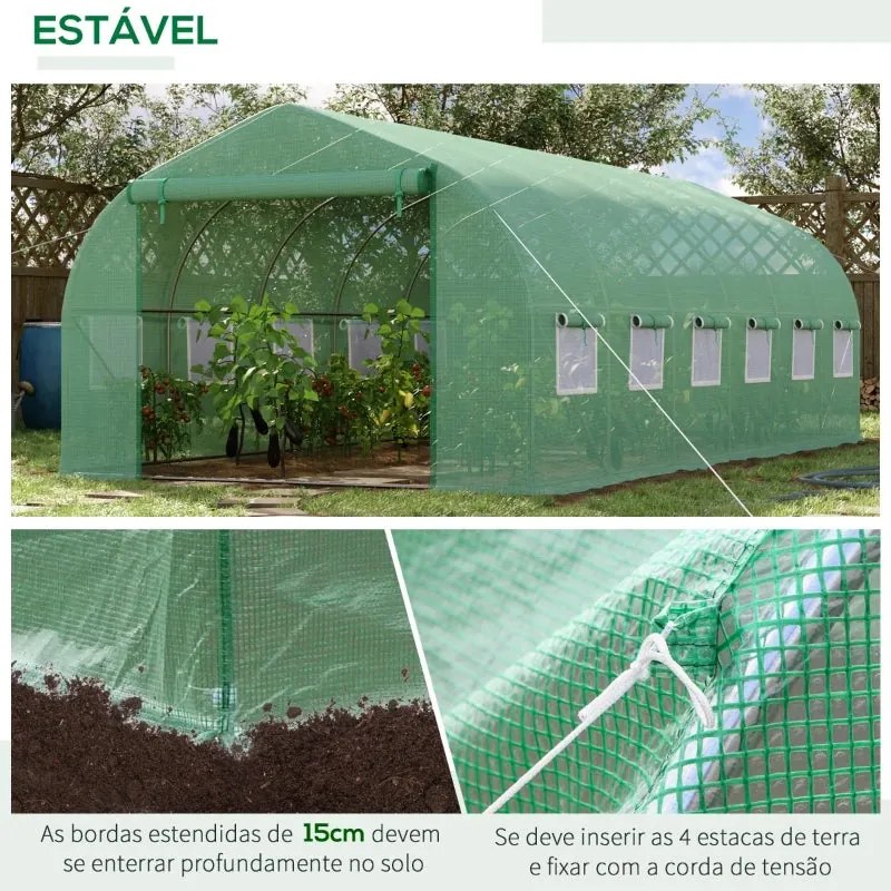 Estufa com 12 Janelas e Porta Enrolável - 6x3m