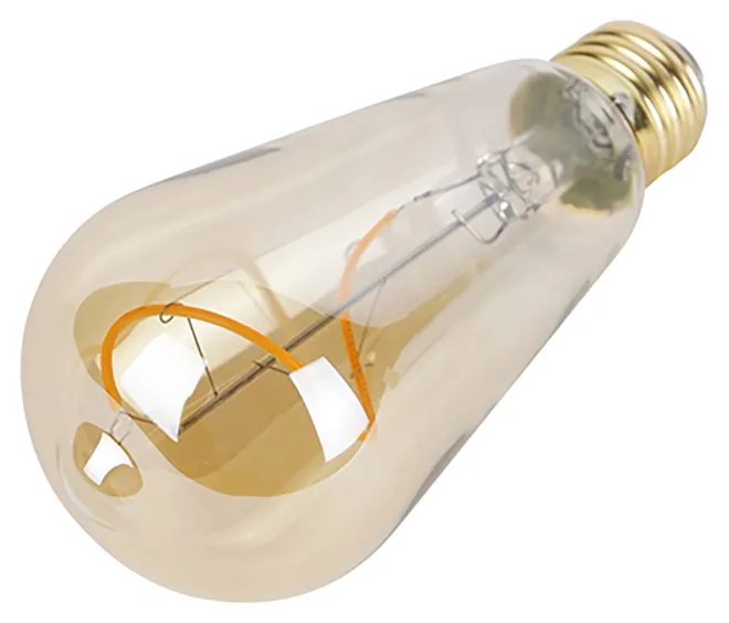 Conjunto de 3 lâmpadas LED E27 reguláveis em espiral ST64 ouro 4W 270lm 2100K