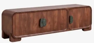 Móvel Tv Em Madeira De Manga E Pedra Natural Kivalina Mármore Verde Udaipur - Madeira De Manga Escura & 180 X 45 Cm - Sklum