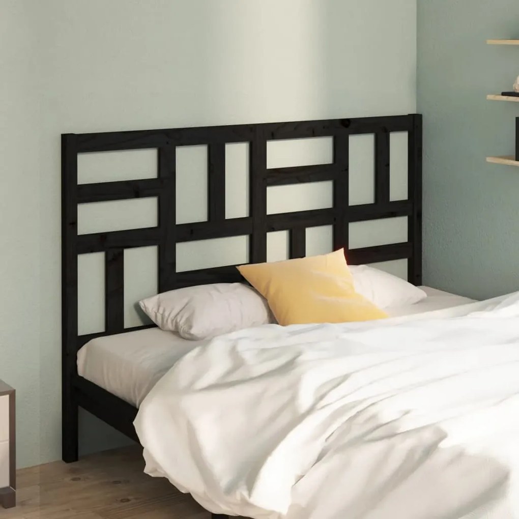 Cabeceira de cama 126x4x104 cm pinho maciço preto