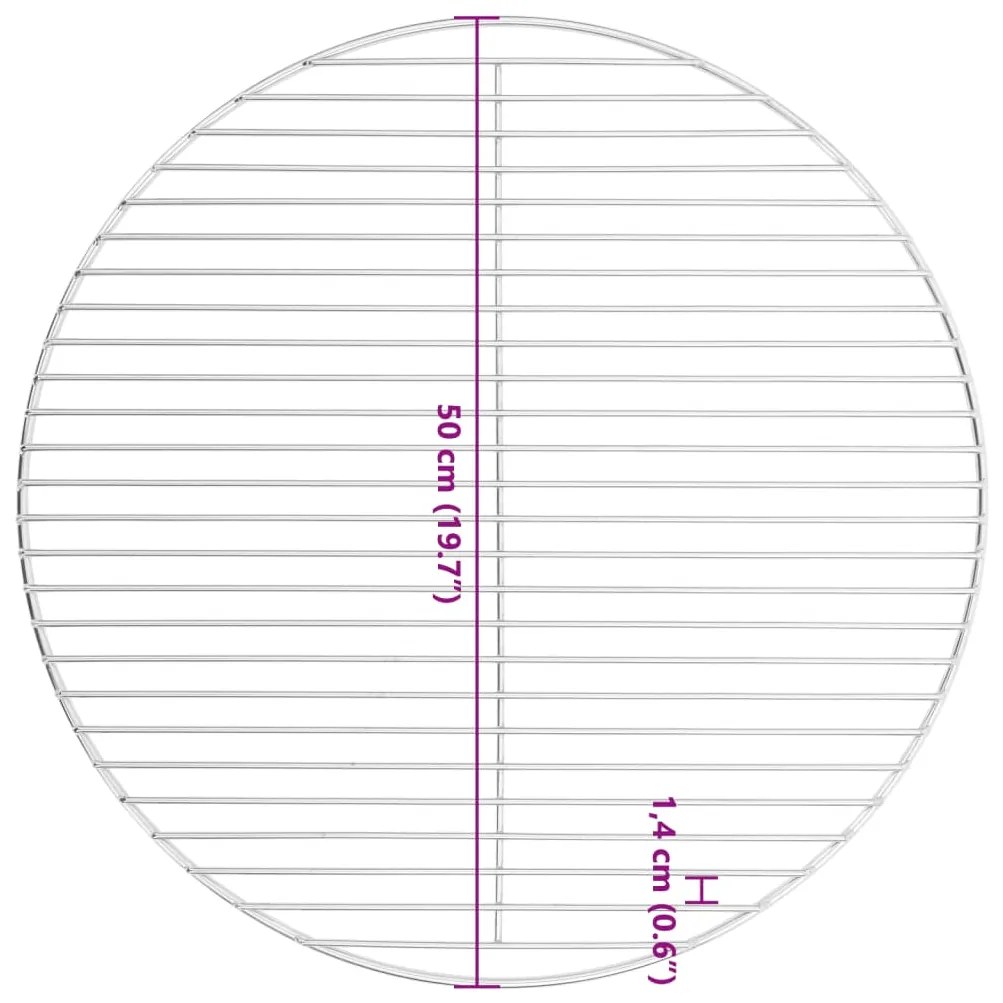 Grelha para churrasco redonda Ø50 cm aço inoxidável 304