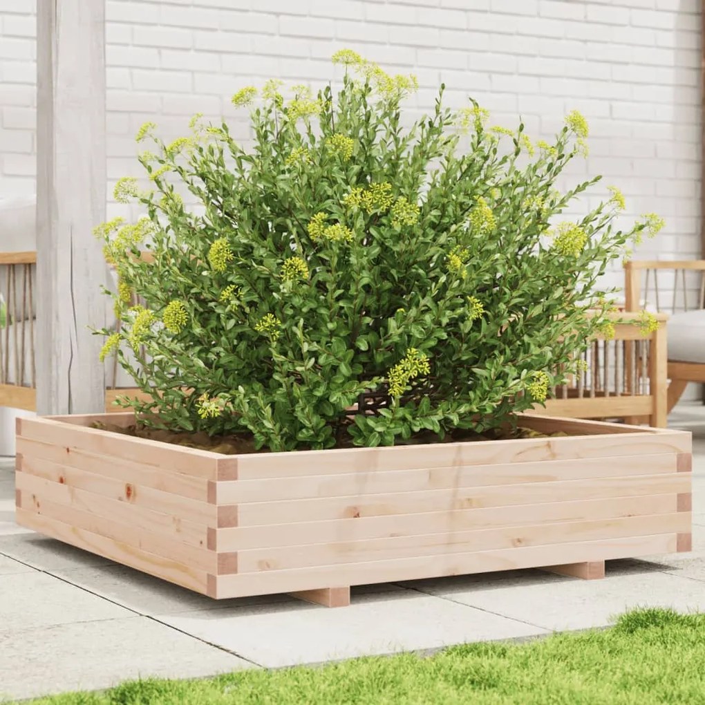 vidaXL Vaso/floreira de jardim 100x100x26,5 cm madeira de pinho maciça